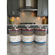 Feyza Design Şık 3'lü Metal Baharatlık Seti, Kelebek Desenli, 750 Ml, Gümüş Renk