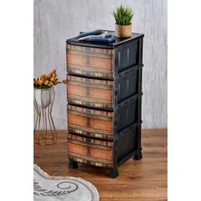 Feyza Design Çok Katlı Çekmeceli Baskılı Desenli Plastik Komidin, Sebzelik, Çekmece No:7