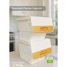 Feyza Design Şık Gold Detaylı 2'li Tekerlekli Sebzelik, 24 Lt, Estetik ve Kullanışlı