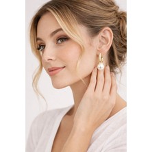 db DİLEK BAŞ TASARIM Gold Taşlı Inci Küpe