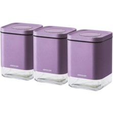 Feyza Design Set Of 3 Small Colorful Glass Jars For Kitchen And Storage