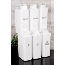 Feyza Design 6'lı 3000 ml Kendinden Ölçekli Bakliyat Saklama Seti ve Şeffaf Etiketler