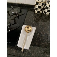 Feyza Design Beyaz Mermer Tezgah Üstü Kaşıklık, Kepçe ve Kaşık Standı