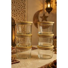 Feyza Design 6'lı Bambu Kapaklı Cam Kahvaltılık Kase Seti, Şık ve Kullanışlı