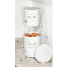 Feyza Design Iki Katlı Beyaz Metal Sebzelik, Patates ve Soğanlar Için Pratik Sepet