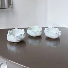Bernami Pinterest 3’lü Lotus Çiçeği & Dekoratif Mumluk & Hediyelik Eşya & Tealight Mumluk & Dekor Süs & Alçı Mumluk