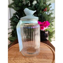 Feyza Design Yeşil Kuş Kapaklı Kavanoz 1300 Ml, Şık ve Dayanıklı Saklama Kabı