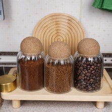 Feyza Design 3'lü Cam Kavanoz Seti, Standlı Top Mantar Kapak, 400 Ml, Saklama Için Ideal