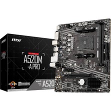 Msı A520M-A Pro Am4 Ddr4 Bellek 4600(OC) DVI HDMI M.2 Usb3.2 Matx Anakart