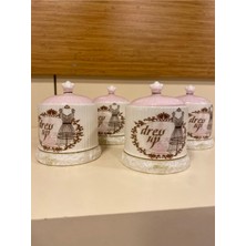 Feyza Design Baharata Uygun 4'lü Porselen Takım, Vakumsuz Kapak, Mini Boy, Pembe