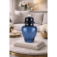 Feyza Design Mavi Cam Kavanoz, Cam Kapaklı, Şekerlik, Dekoratif Saklama Kabı