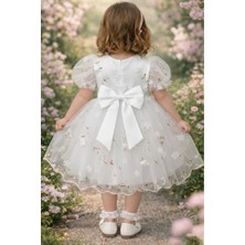 Bes Trend Kız Çocuk Bayramlık Elbise ( Yazlık )Pamuklu 3D Boyutlu Gül Detaylı Tüllü Astarlı Party Abiye