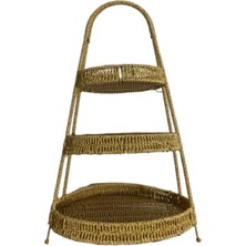 Feyza Design Bambu Sunumluk, 3 Katlı Ayaklı, Çok Amaçlı Yuvarlak Kahvaltılık