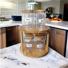 Feyza Design Iki Katlı Dönen Bambu Baharatlık, Düzenleyici, Şık ve Kullanışlı Tasarım