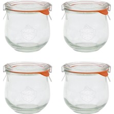 Feyza Design 370 ml Lale Cam Saklama Kavanozu Seti, Şık ve Kullanışlı 4 Adet