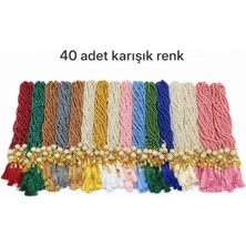 40 Ad. Karışık Renk Inci Namaz Tesbihi Vav Detaylı Püsküllü 99'lu Tesbih
