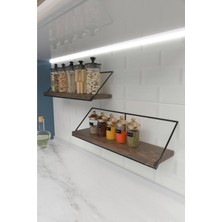 Feyza Design Iki Adet Ahşap Duvar Tipi Raf, Baharatlık ve Organizer Seti