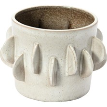 Bloomingville El Yapımı Taş Saksı, Antik Beyaz Reaktif Sır, 7 "yuvarlak