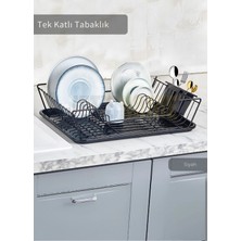 Feyza Design Pratik Tek Katlı Tezgah Üstü Bulaşık Sepeti, Siyah, Bpa Free