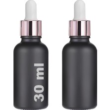 30 ml Mat Siyah Cam Damlalıklı Serum Şişesi 30 cc Renkli Metal Kapaklı Dropper Cam Şişe 2 Adet (Rose