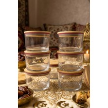 Feyza Design Şık 6'lı Bambu Kapaklı Cam Kahvaltılık Kase Seti