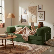 Matta 90X180 Modern Fitilli Kadife Kanepe| Yatak Olabilen, Dayanıklı Orta Sert Sünger, Yıkanabilir Kılıf