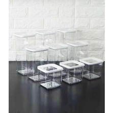 Feyza Design Akrilik Kare Saklama Kabı Seti 9'lu, Pratik ve Şık Mutfak Çözümü