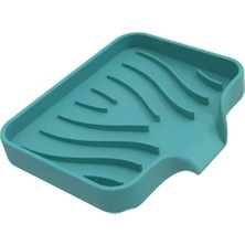 Silikon Mutfak, Banyo Su Giderli Vantuzlu Esnek Sabunluk Turkuaz Renk