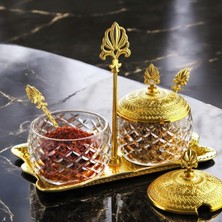 Feyza Design Gold Metal Standlı 2'li Baharatlık Takımı, Şık ve Kullanışlı Tasarım