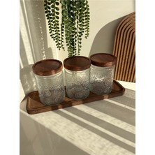 Feyza Design Şık Üçlü Cam Kavanoz Seti, Vakum Kapaklı, Saklama ve Sunum Için Ideal