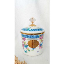 Feyza Design Şık Orta Boy Emaye Kavanoz, 12 Cm, Çay, Şeker, Kahve Saklama Kabı