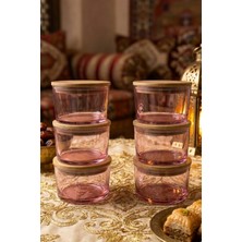 Feyza Design 6'lı Bambu Kapaklı Cam Kahvaltılık Kase Seti, 220 cc