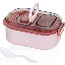 Bento 550ML Lunchbox Tek Katlı Bölmesiz Çelik Sefer Tası Yemek (Pembe)