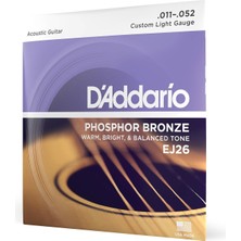 D'addario EJ26 Akustik Gitar Tel Seti, Phosphor-Bronze, Custom Li