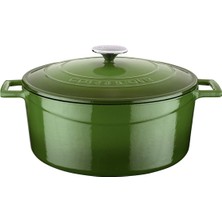 Metal Döküm Yuvarlak Tencere, 28 Cm, Yeşil