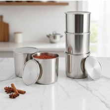 Feyza Design 6'lı Paslanmaz Çelik Baharat ve Çerezlik Seti, Modern Mutfak Saklama Kabı