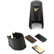 LC27P Deri Ligatür ve Plastik Kapak, Sax Için 3 Değiştirilebilir Basınç Plakalı, Siyah