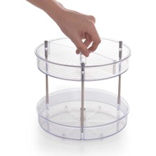 M-E64-16 Elpida Iki Katlı Döner Raf, 20 x 23 Cm, Şeffaf