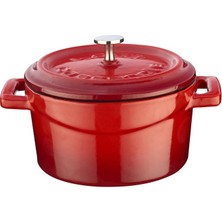 Metal Döküm Mini Tencere, 10 Cm, 0.35 L Hacim, Kırmızı