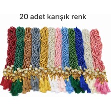 20 Ad. Hediyelik Vavlı Karışık Renk Püsküllü Inci Tesbih 99'lu Namaz Tesbihi