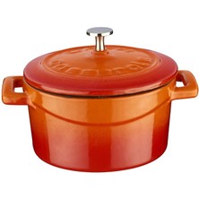Metal Döküm Mini Tencere, Trendy, 10 Cm, 0.35 L Hacim, Turuncu
