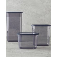 Feyza Design Pratik ve Şık 3'lü Erzak Kabı Seti Antrasit Renk
