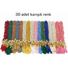 30 Adet Karışık Renk Hediyelik Vavlı Plastik Inci 99'lu Namaz Tesbihi