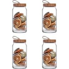 Feyza Design Bambu Kapaklı Kavanoz Seti 1130CC, 4'lü, Şık ve Kullanışlı Ürün