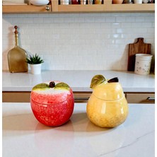 Feyza Design Elma ve Armut Seramik Seti, El Yapımı, Kapaklı, Şık ve Zarif Tasarım
