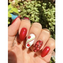 Mini Çilekler Tırnak Dövmesi, Tırnak Tattoo, Nail Art, Tırnak Sticker