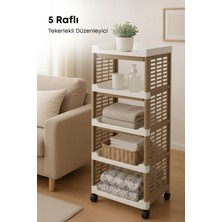 Feyza Design Çok Katlı Tekerlekli Plastik Organizer Sepet, Mutfak ve Banyo Düzenleyici