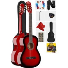 CG-270RD Kırmızı Renk Klasik Gitar 4/4 Yetişkin Boy Sap Ayarlı Full Set