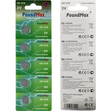 Poundmax 1216 DL1216 3V Lityum Düğmeli Pil (5'li Paket)