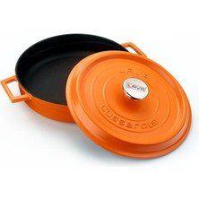 Metal Spring Serisi - Döküm Çok Amaçlı Tencere, Yuvarlak, 28 Cm, Mat Emaye, Parlak Siyah Taban, Turu